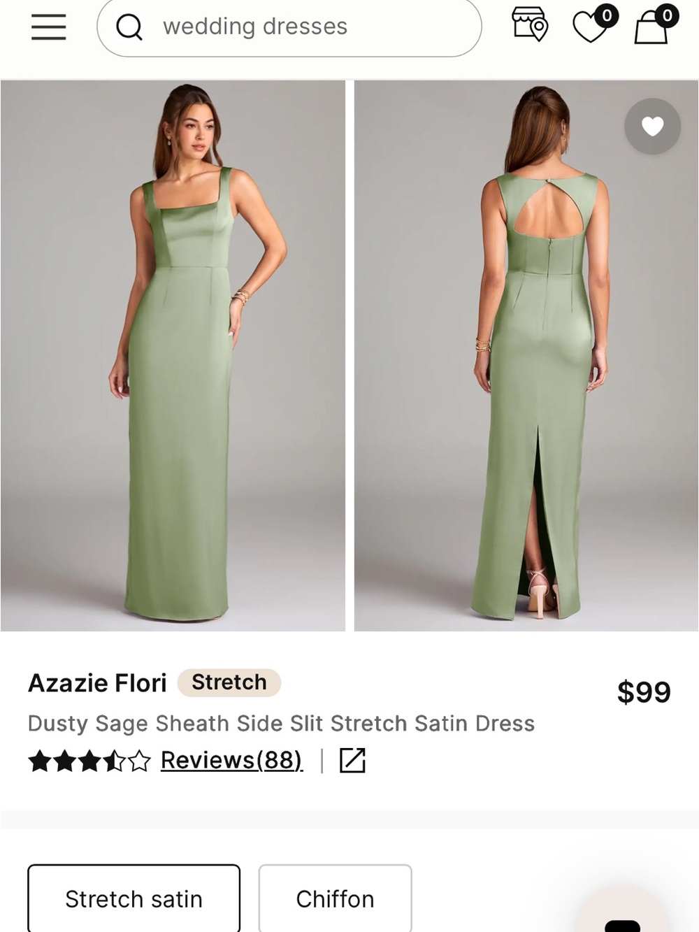 Azazie Dusty Sage Sheath Maxi Dress